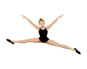 Obraz premium Elegant ballerina performing graceful horizontal jump with arms and legs extended 