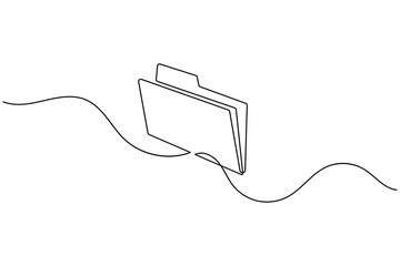 Obraz premium Folder icon continuous one line art drawing of business record file vector illustration