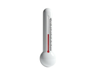 A white thermometer with a red column against a black background