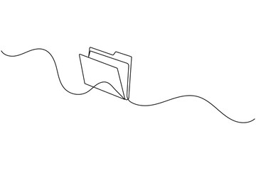Obraz premium Folder icon continuous one line art drawing of business record file vector illustration
