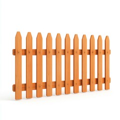 Wooden picket fence isolated on a white background, simple style for website use.