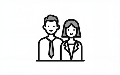 Two men one woman line icon. Work Group Team linear style sign for mobile concept and web design. Group of people outline vector icon. Crowd symbol, logo illustration. Vector graphics. High quality