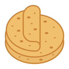 Flat Tortilla Icon – Mexican Food Vector Illustration
