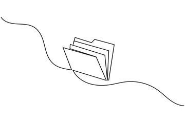 Obraz premium Folder icon continuous one line art drawing of business record file vector illustration