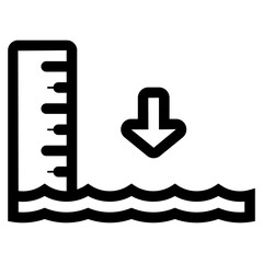 low tide sea with gauge icon
