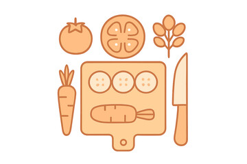 Fresh vegetables and kitchen utensils for healthy meal preparation