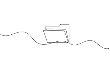 Obraz premium Folder icon continuous one line art drawing of business record file vector illustration