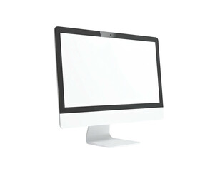 Isolated computer monitor with a blank white screen and silver stand