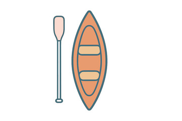Artwork of a simple kayak and paddle set on a plain background for a minimalist design