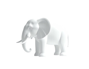 Obraz premium A white, three-dimensional elephant statue, isolated on a stark black background