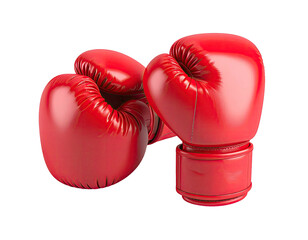 Two vibrant red boxing gloves against a transparent background, ready for action