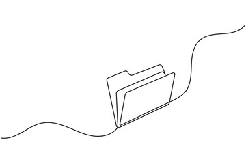 Obraz premium Folder icon continuous one line art drawing of business record file vector illustration
