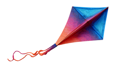 Colorful diamond kite isolated on transparent background