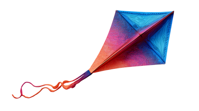 Colorful diamond kite isolated on transparent background