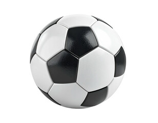 A classic black and white soccer ball, rendered with realistic shadows, isolated