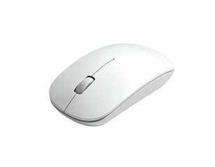 A wireless, off-white computer mouse isolated on a black background