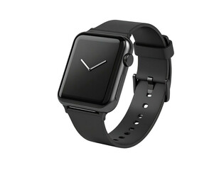 Modern smartwatch with a sleek black design and minimalist silver hands on the screen