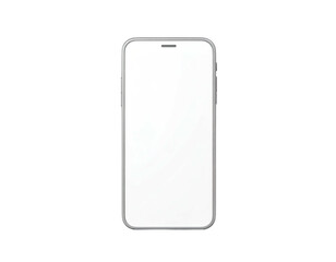 A minimalist, modern smartphone with a blank white screen, isolated against black