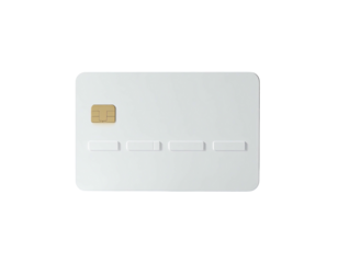 A sleek, white, rectangular payment card isolated on a black background