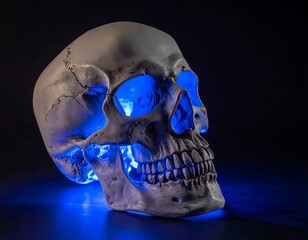 Glowing Skull, Halloween, Spooky, Dark, Light.