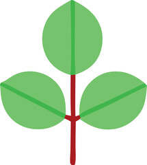 Simple three green leaf plant stem red foliage nature organic botany garden fresh growth life seasonal element abstract simple minimalist design concept
