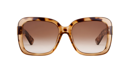 Fashionable tortoise shell oversized square sunglasses isolated on transparent background