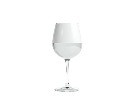 Elegant stemmed glass half-filled with a pale liquid against a black background