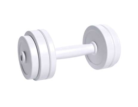 A monochrome dumbbell, centered, on a black background. Rendered with soft lighting - Powered by Adobe