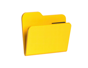 Bright yellow 3D folder icon with a partially visible dark file tab