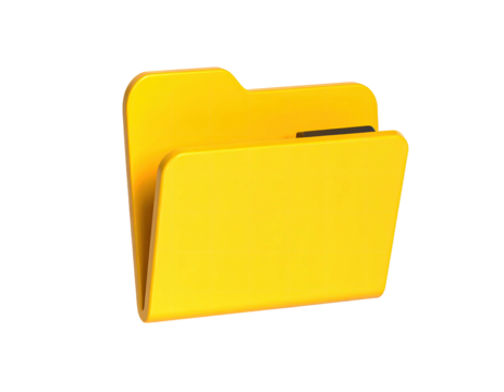 Bright yellow 3D folder icon with a partially visible dark file tab