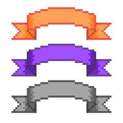 Pixel illustration of a set of Halloween colored ribbons