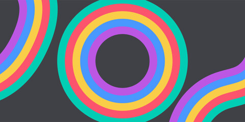 Obraz premium Collection of 70s poster, banner, cover, card. background . Set of retro wall decoration, groovy, trippy, colorful line. Vintage hippie wall art for interior, decorative, dots flayer simple and trendy