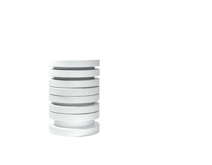Obraz premium A stack of white, circular discs isolated against a solid black background
