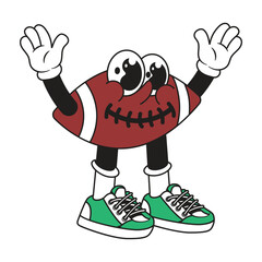 American Football mascot retro character cartoon icon illustration