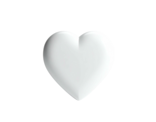 A clean, bright white heart centered on a dark black background