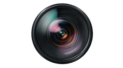 Camera lens with a black rim isolated on transparent background