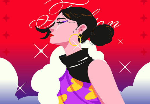 Red Flat Design Fashion Week Fullset Illustration
