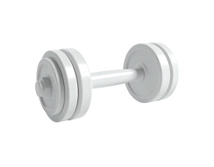 3D-rendered white dumbbell, centered, isolated on a black background