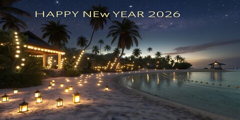 Tropical island night luxury festive landscape 2026