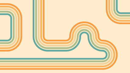 Abstract background of rainbow groovy Wavy Line design in 1970s Hippie Retro style. Vector pattern ready to use for cloth, textile, wrap and other.