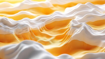 Abstract landscape of smooth, flowing orange and white shapes