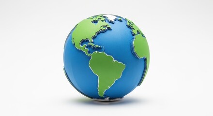 Obraz premium Detailed globe illustration of Earth showing continents, oceans, and geographical features, representing global concepts of world, environment, and travel, with a white background