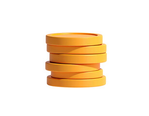 Stacked, stylized gold coins, rendered with soft lighting, on a black background