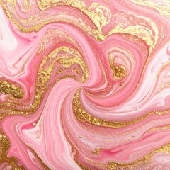 Pink, white, gold swirling abstract