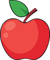 Vibrant red apple with green leaf and stem a delicious and healthy fruit icon for food and nutrition concepts
