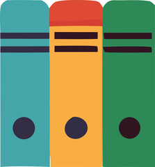 Three colorful binders standing upright suggesting organization and record-keeping perfect for office or study themes