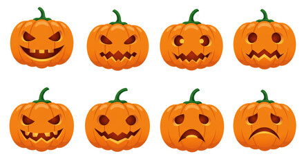 Halloween Jack-o'-Lantern Faces Set
