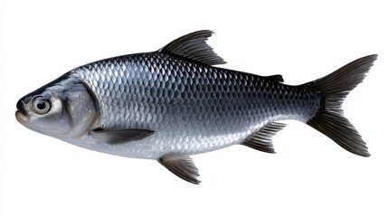 Fototapeta premium Elegant Black Fish Silhouetted Against a Bright White Background Showcasing Its Graceful Form and Natural Beauty in a Minimalist Artistic Presentation