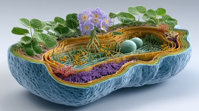 An intricate 3D Model of a Plant Cell Revealing Internal Details