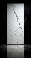 Veined marble panel against dark, textured backdrop